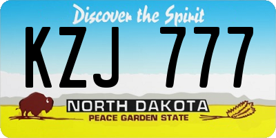 ND license plate KZJ777