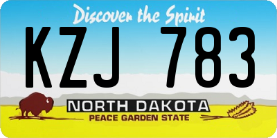 ND license plate KZJ783