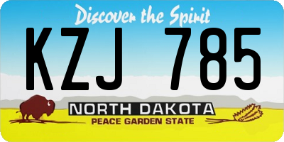 ND license plate KZJ785