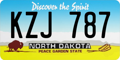 ND license plate KZJ787