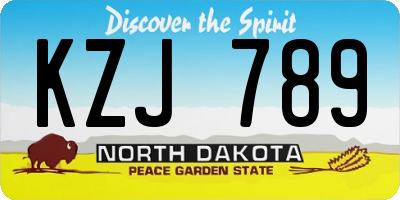 ND license plate KZJ789