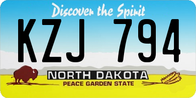 ND license plate KZJ794