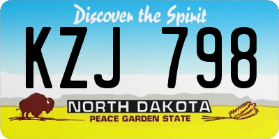 ND license plate KZJ798