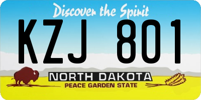 ND license plate KZJ801