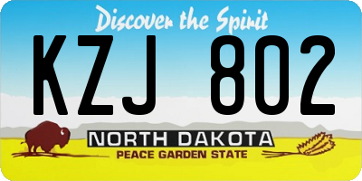 ND license plate KZJ802