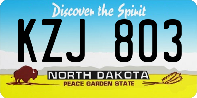 ND license plate KZJ803