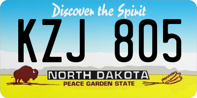 ND license plate KZJ805