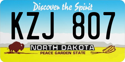 ND license plate KZJ807