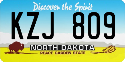 ND license plate KZJ809