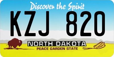 ND license plate KZJ820