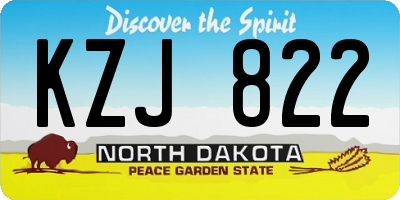 ND license plate KZJ822