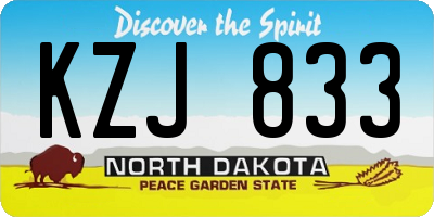 ND license plate KZJ833