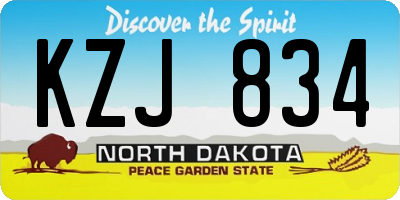 ND license plate KZJ834
