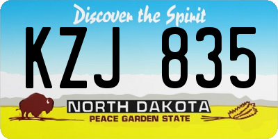 ND license plate KZJ835