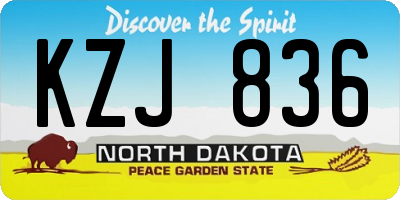ND license plate KZJ836