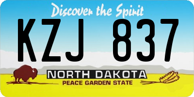 ND license plate KZJ837