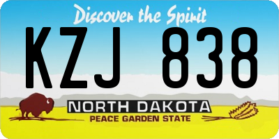 ND license plate KZJ838
