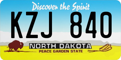 ND license plate KZJ840