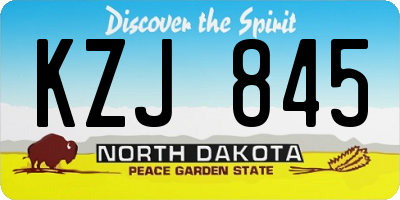ND license plate KZJ845