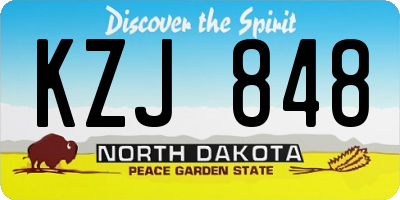 ND license plate KZJ848