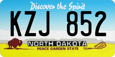 ND license plate KZJ852
