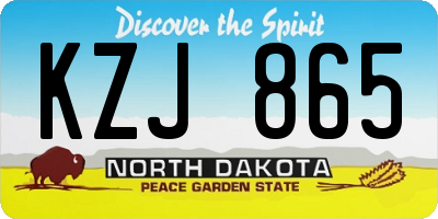 ND license plate KZJ865