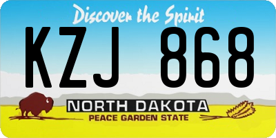 ND license plate KZJ868