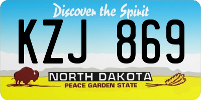 ND license plate KZJ869
