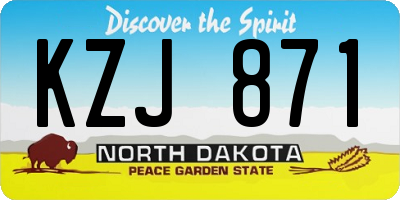 ND license plate KZJ871