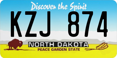 ND license plate KZJ874