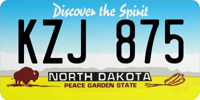 ND license plate KZJ875