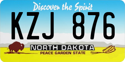 ND license plate KZJ876