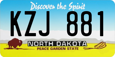 ND license plate KZJ881