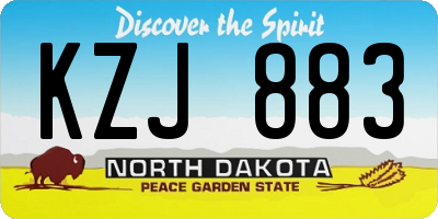 ND license plate KZJ883