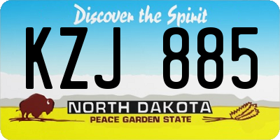ND license plate KZJ885