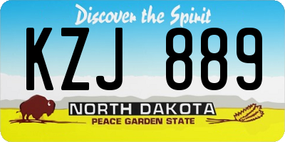 ND license plate KZJ889