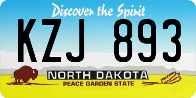 ND license plate KZJ893