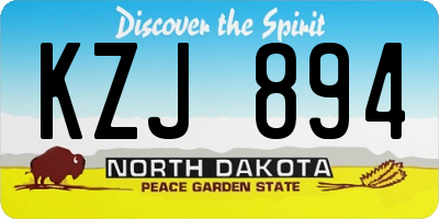 ND license plate KZJ894