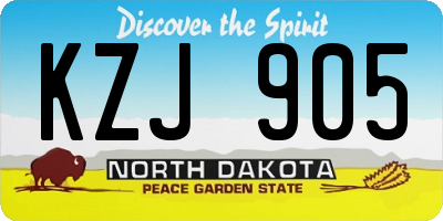 ND license plate KZJ905