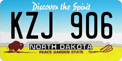 ND license plate KZJ906
