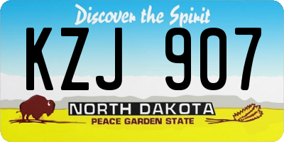 ND license plate KZJ907