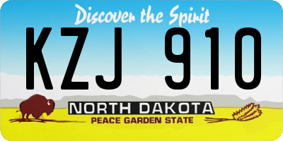 ND license plate KZJ910