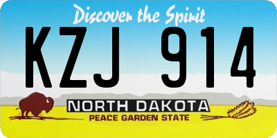 ND license plate KZJ914