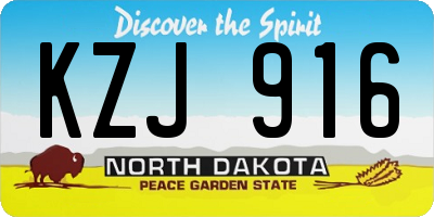 ND license plate KZJ916