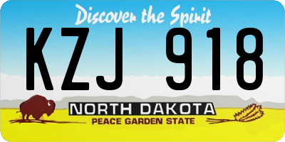 ND license plate KZJ918