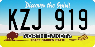 ND license plate KZJ919
