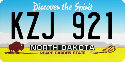 ND license plate KZJ921