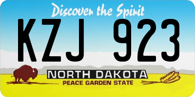 ND license plate KZJ923