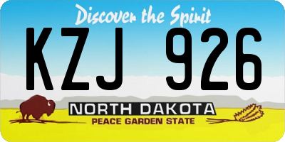 ND license plate KZJ926