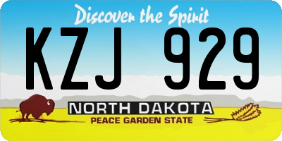 ND license plate KZJ929